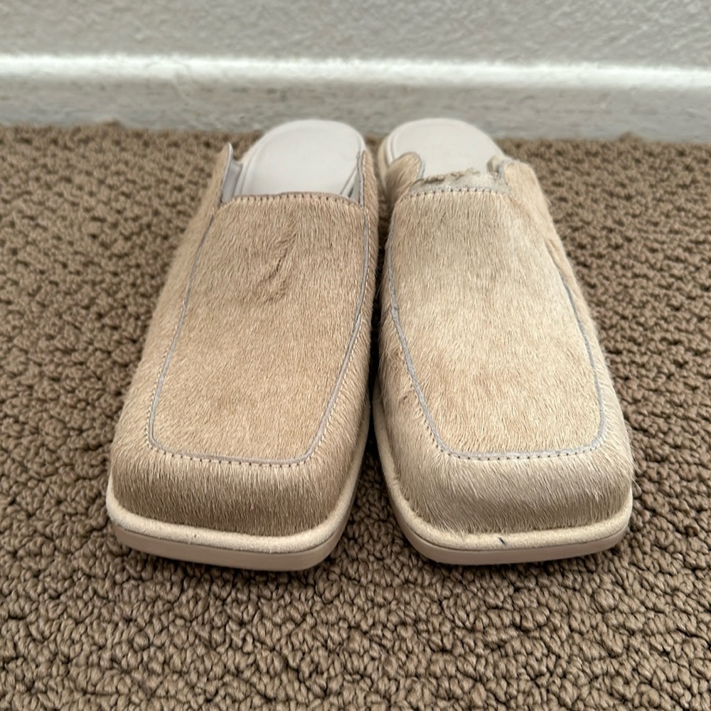 UGG x Eckhaus Latta Block Cowboy Mule cream cowhide hair size 5